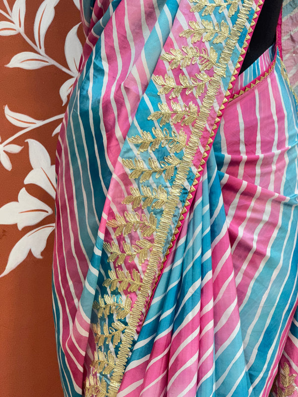 CHINON GOTA PATTI LEHERIYA SAREE