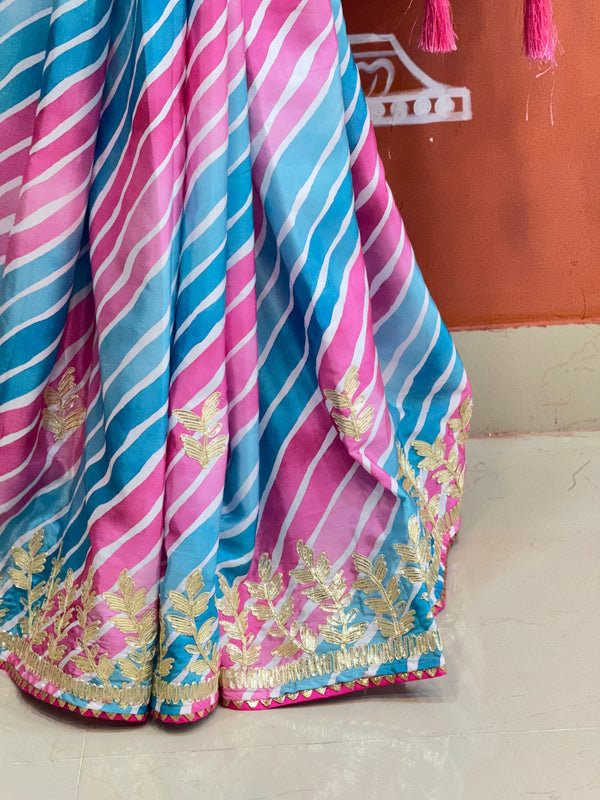 CHINON GOTA PATTI LEHERIYA SAREE