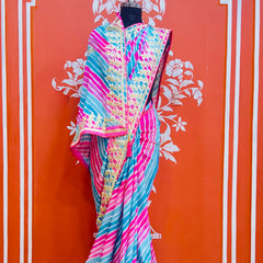 CHINON GOTA PATTI LEHERIYA SAREE
