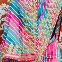 CHINON GOTA PATTI LEHERIYA SAREE