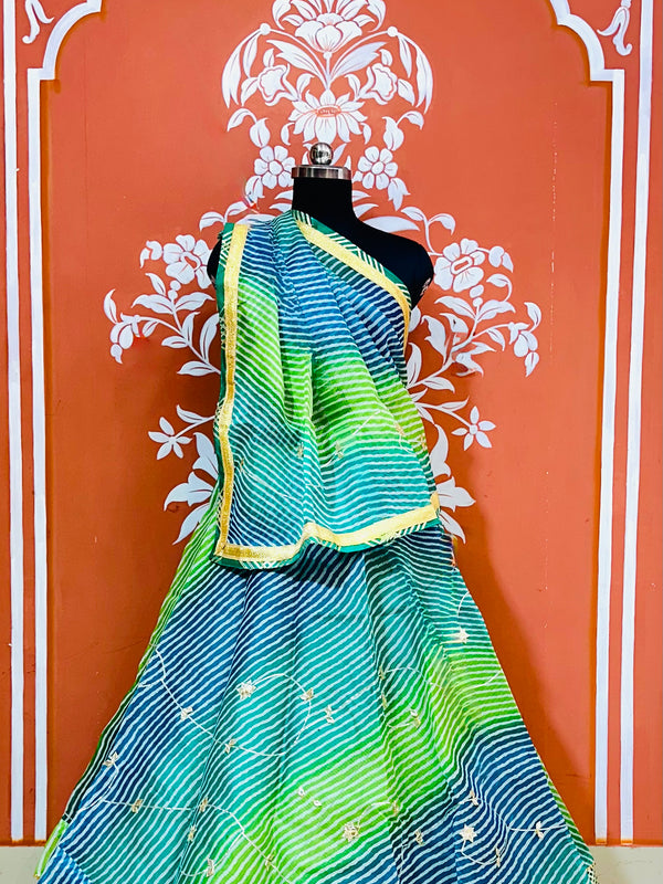 KOTA DORIYA KACHI PATTI DOUBLE BORDER LEHENGA