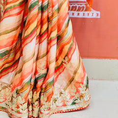 CHINON GOTA PATTI LEHERIYA SAREE