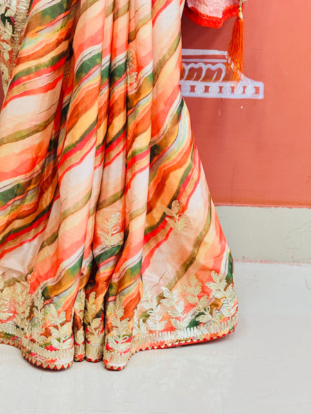 CHINON GOTA PATTI LEHERIYA SAREE