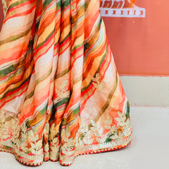 CHINON GOTA PATTI LEHERIYA SAREE