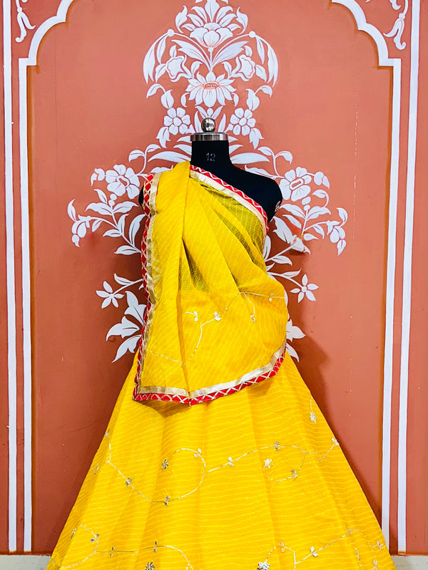 KOTA DORIYA KACHI PATTI DOUBLE BORDER LEHENGA