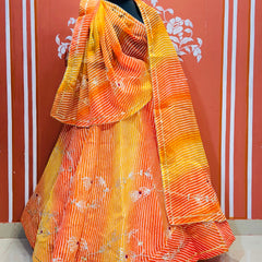 KACHI PATTI LEHERIYA KOTA DORIYA FLARED LEHENGA