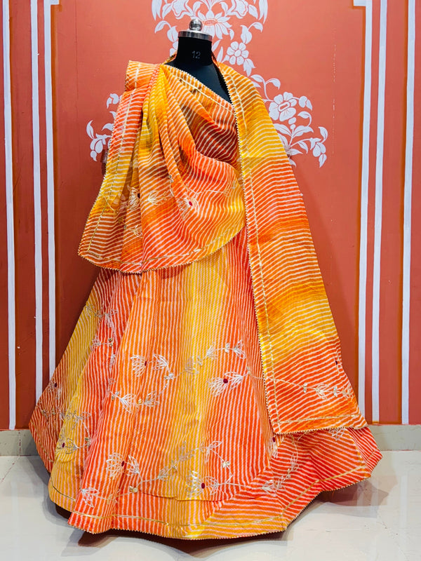 KACHI PATTI LEHERIYA KOTA DORIYA FLARED LEHENGA