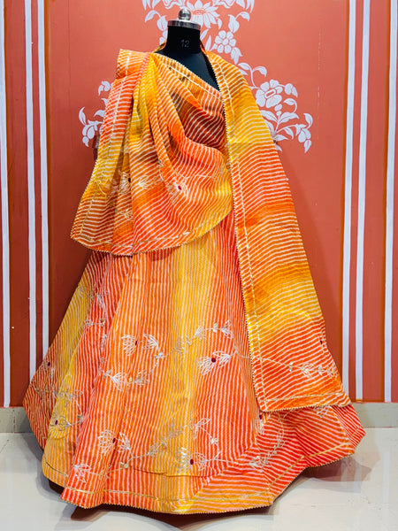 KACHI PATTI LEHERIYA KOTA DORIYA FLARED LEHENGA