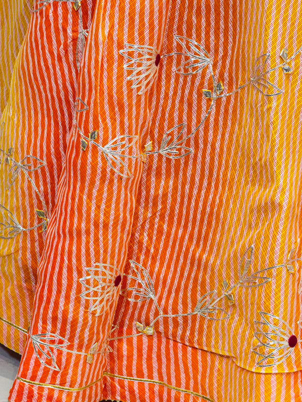 KACHI PATTI LEHERIYA KOTA DORIYA FLARED LEHENGA