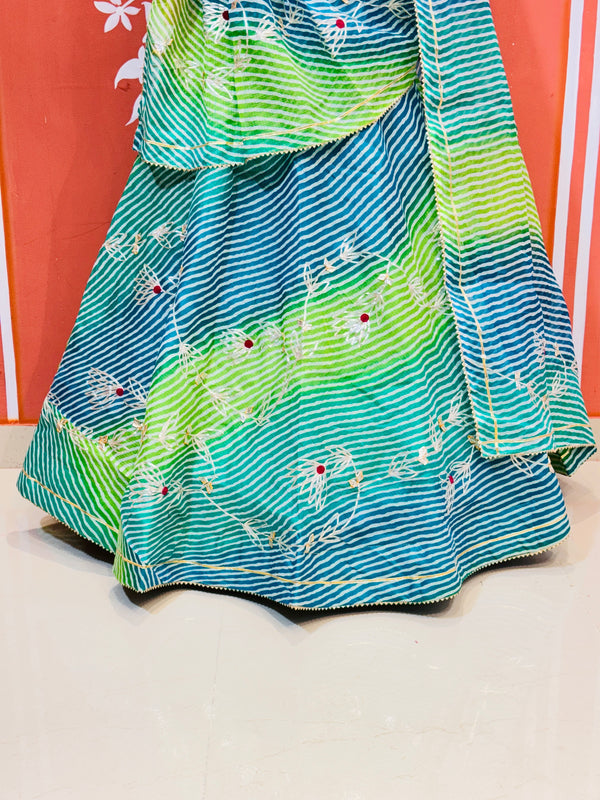 KACHI PATTI LEHERIYA KOTA DORIYA FLARED LEHENGA