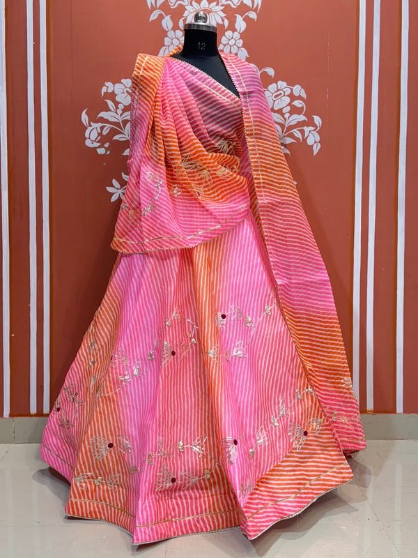 KACHI PATTI LEHERIYA KOTA DORIYA FLARED LEHENGA