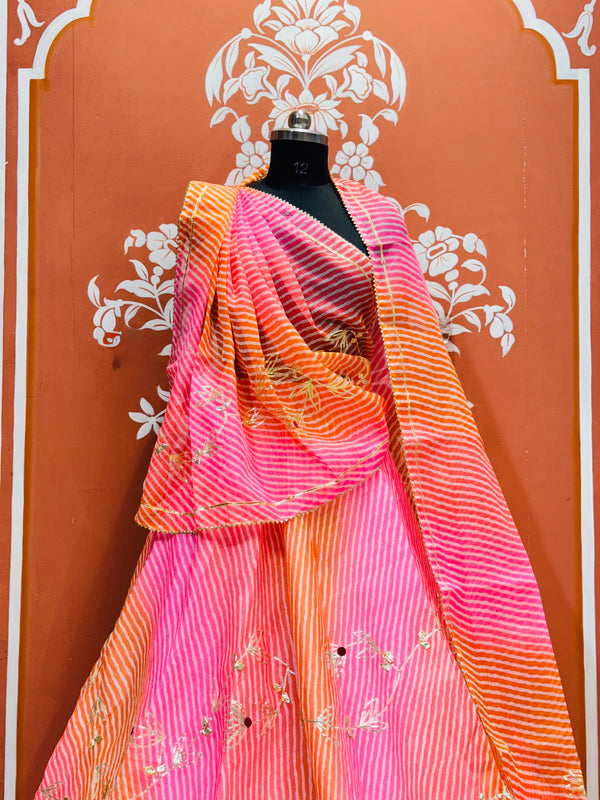 KACHI PATTI LEHERIYA KOTA DORIYA FLARED LEHENGA