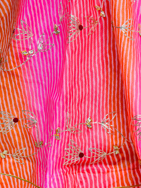 KACHI PATTI LEHERIYA KOTA DORIYA FLARED LEHENGA