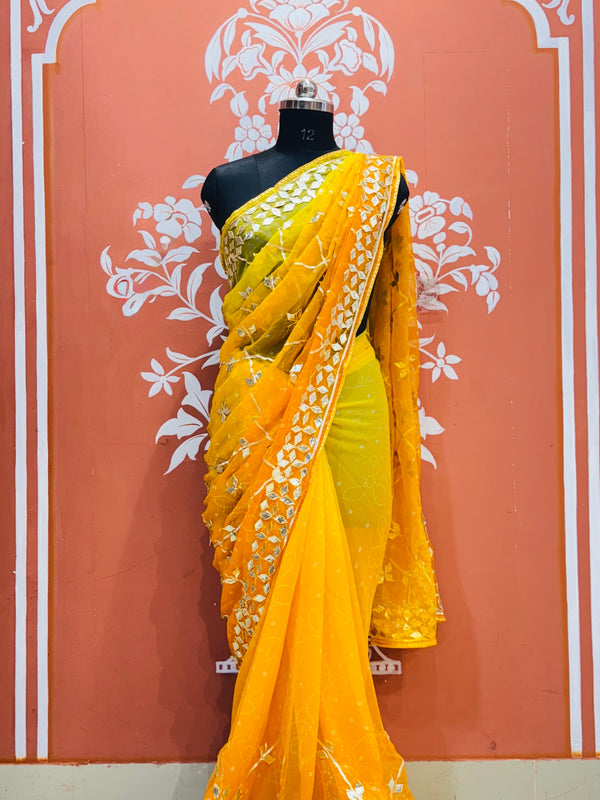 ROYAL GEORGETTE KACHI PATTI SAREE