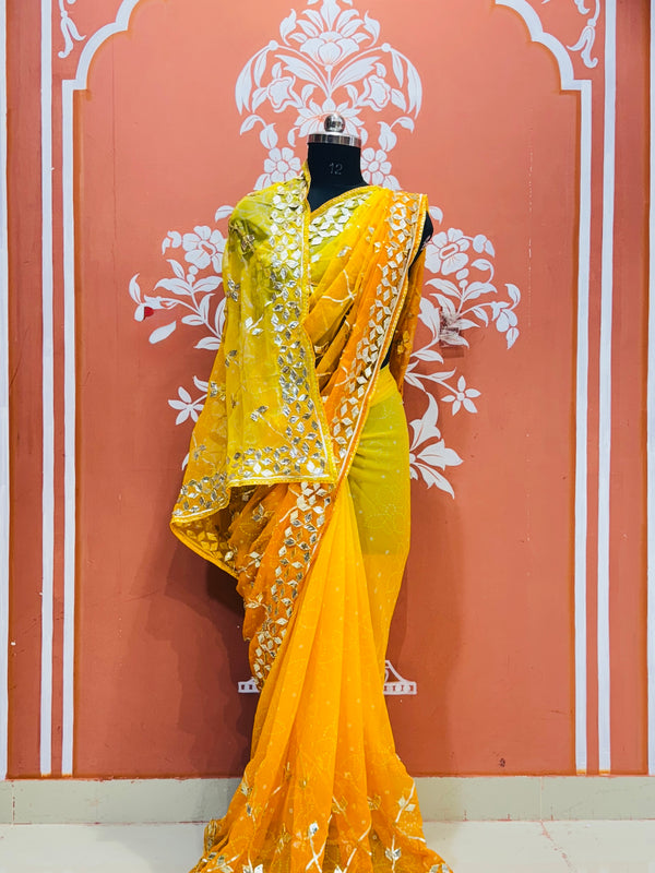 ROYAL GEORGETTE KACHI PATTI SAREE