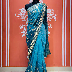 ROYAL GEORGETTE KACHI PATTI SAREE