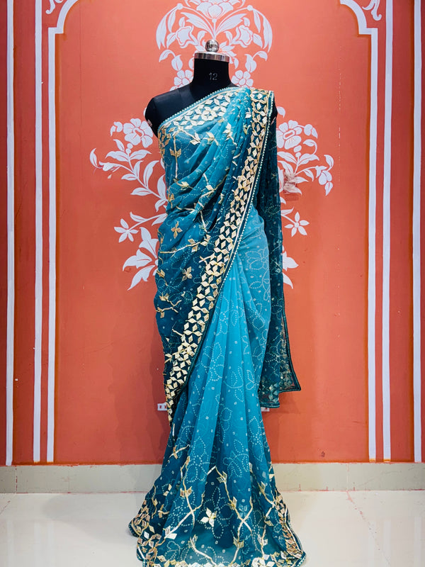 ROYAL GEORGETTE KACHI PATTI SAREE