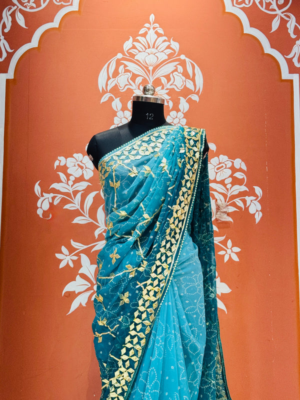 ROYAL GEORGETTE KACHI PATTI SAREE