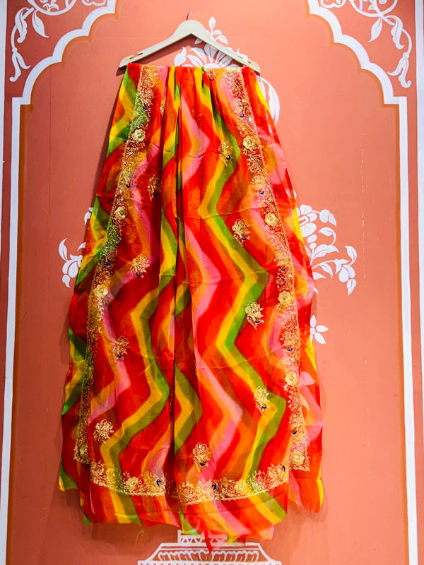 DARBARI GEORGETTE LEHERIYA SAREE