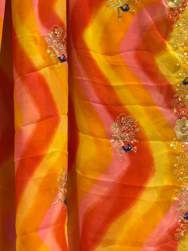 DARBARI GEORGETTE LEHERIYA SAREE