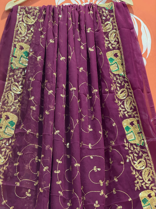 DARBARI GEORGETTE LEHERIYA SAREE