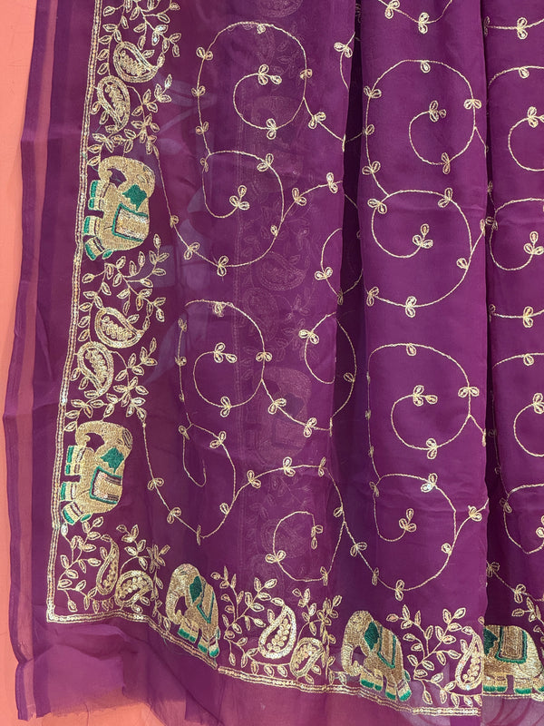 DARBARI GEORGETTE LEHERIYA SAREE