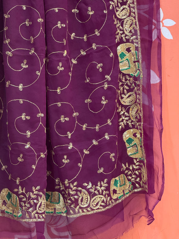 DARBARI GEORGETTE LEHERIYA SAREE