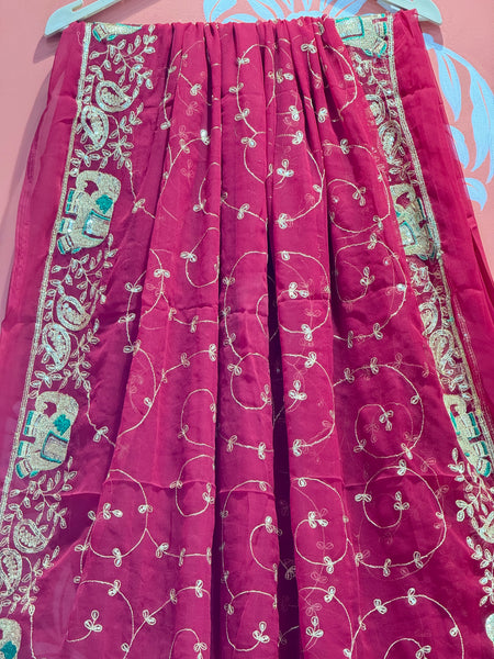 DARBARI GEORGETTE LEHERIYA SAREE