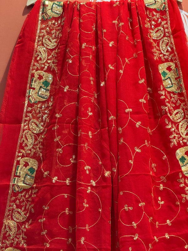 DARBARI GEORGETTE LEHERIYA SAREE