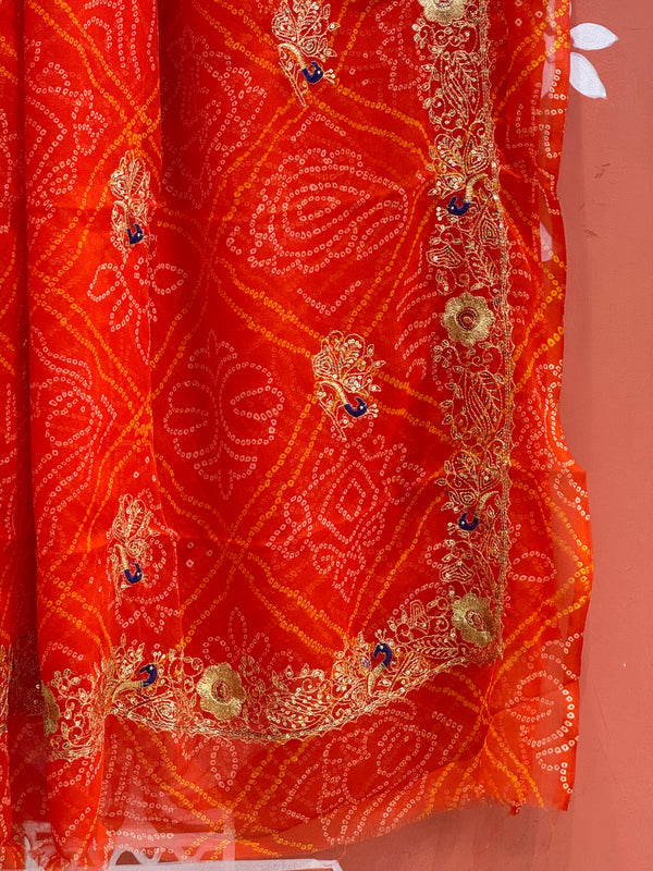 DARBARI GEORGETTE LEHERIYA SAREE