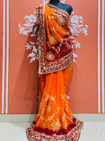 GEORGETTE PELIYA JALWORK SAREE