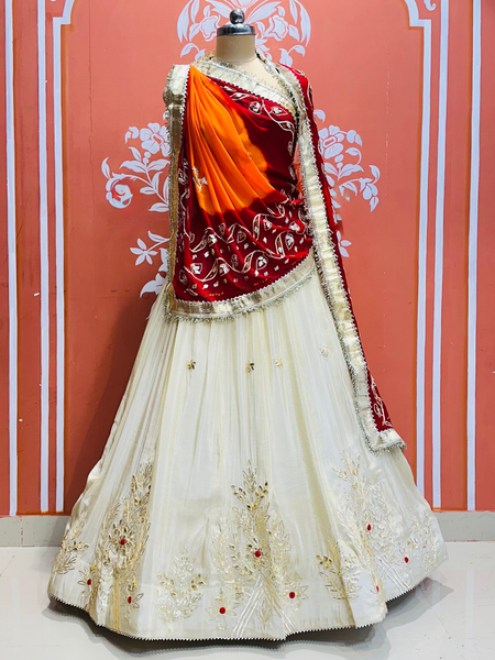 COSMOS TISSUE LEHENGA KACHI PATTI PELIYA DUPATTA