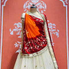 COSMOS TISSUE LEHENGA KACHI PATTI PELIYA DUPATTA
