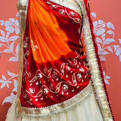 COSMOS TISSUE LEHENGA KACHI PATTI PELIYA DUPATTA