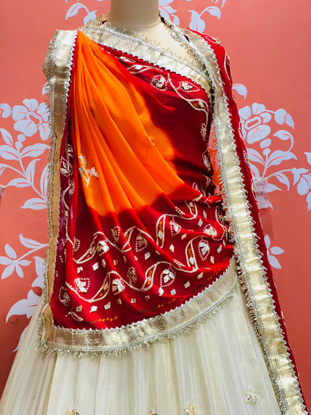 COSMOS TISSUE LEHENGA KACHI PATTI PELIYA DUPATTA