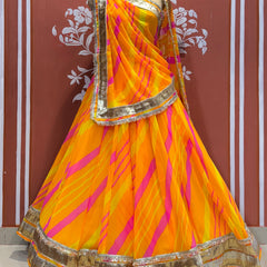 LEHERIYA GOLDEN SILVER WORK BIG FLARED LEHENGA