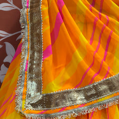 LEHERIYA GOLDEN SILVER WORK BIG FLARED LEHENGA