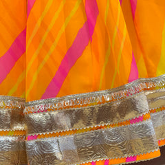 LEHERIYA GOLDEN SILVER WORK BIG FLARED LEHENGA