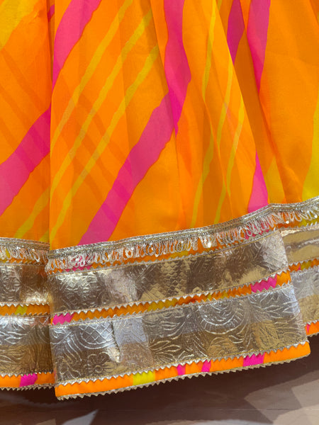 LEHERIYA GOLDEN SILVER WORK BIG FLARED LEHENGA