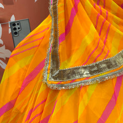 LEHERIYA GOLDEN SILVER WORK BIG FLARED LEHENGA