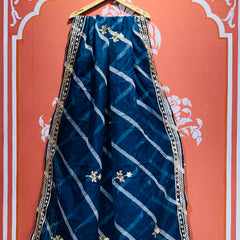 ORGANZA GOTA PATTI LEHERIYA HANDWORK SAREE