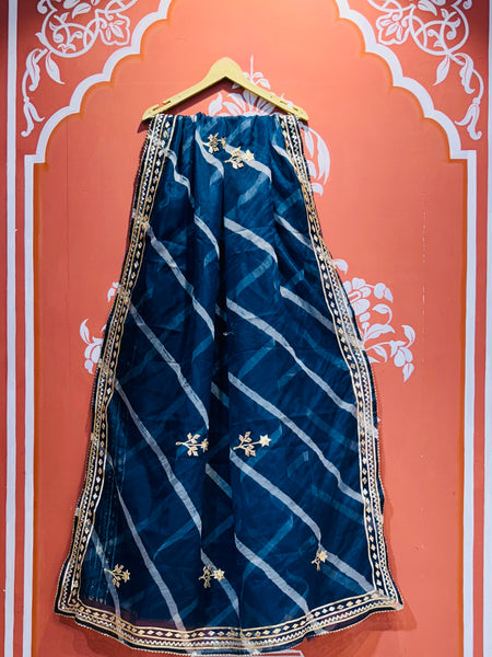 ORGANZA GOTA PATTI LEHERIYA HANDWORK SAREE
