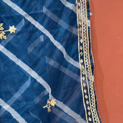ORGANZA GOTA PATTI LEHERIYA HANDWORK SAREE