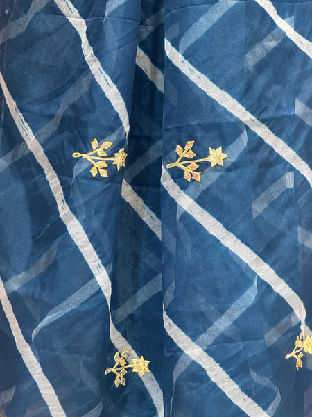 ORGANZA GOTA PATTI LEHERIYA HANDWORK SAREE