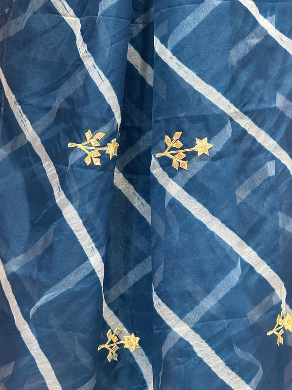ORGANZA GOTA PATTI LEHERIYA HANDWORK SAREE
