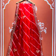 ORGANZA GOTA PATTI LEHERIYA HANDWORK SAREE