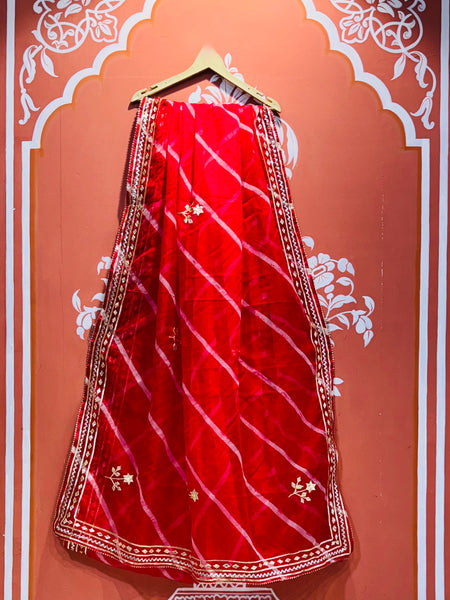 ORGANZA GOTA PATTI LEHERIYA HANDWORK SAREE
