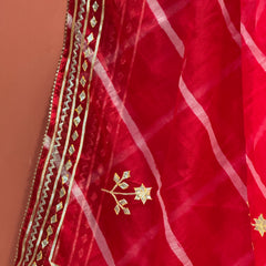 ORGANZA GOTA PATTI LEHERIYA HANDWORK SAREE