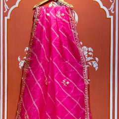 ORGANZA GOTA PATTI LEHERIYA HANDWORK SAREE