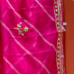 ORGANZA GOTA PATTI LEHERIYA HANDWORK SAREE